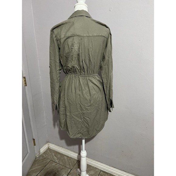 Japna Green Elastic Waist Mini Dress Long Sleeve - Picture 5 of 7